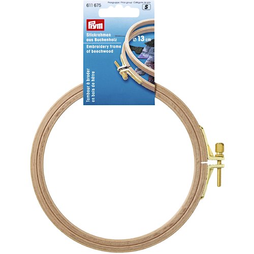 Tambour à broder en bois de hêtre 13cm avec vis de serrage en laiton prym 611675