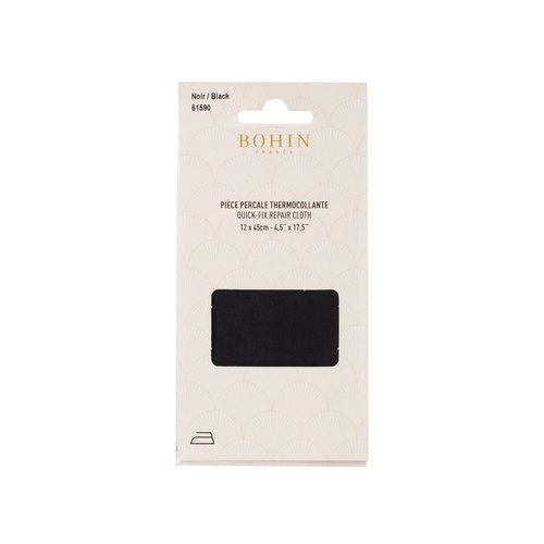 Pièce de réparation thermocollante 100% percale noire bohin 61590