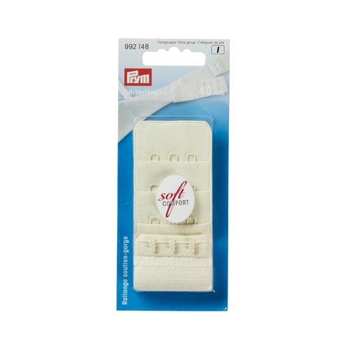 Rallonge attache de soutien-gorge ivoire 40 mm 3 x 3 crochets prym 992148