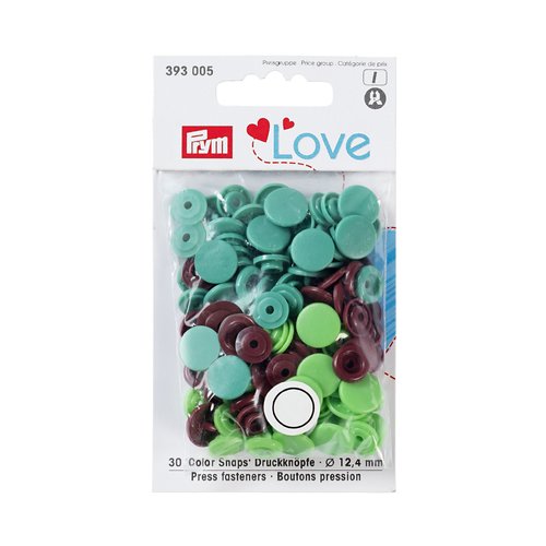 Boutons pression prym love assortiment de rond vert et marron prym 393005