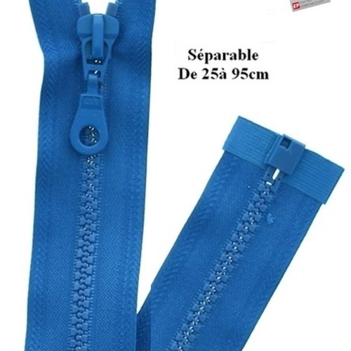 Fermeture eclair 80cm bleu drapeau séparable pour blouson de la marque eclair-prestil z54.