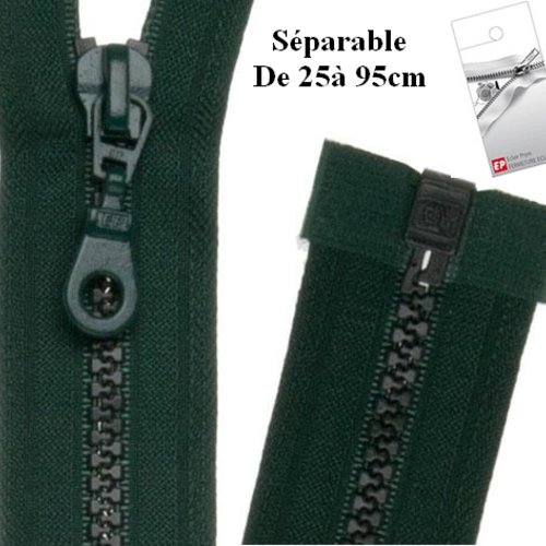 Fermeture eclair 70cm vert sapin pour blouson de la marque eclair-prestil z54.