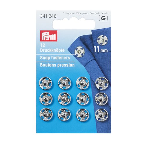 12 boutons pression à coudre argent 11 mm prym 341246