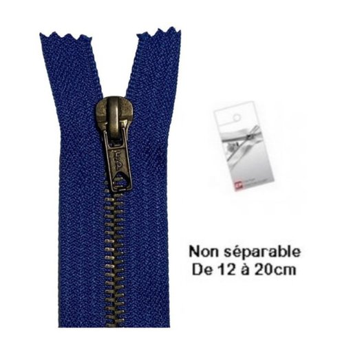 Fermeture eclair métal bleu bugatti 20cm non séparable pour jean's de la marque eclair prym z14