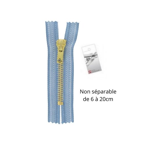 Fermeture eclair métal jean bleu délavé 10cm non séparable pour jean de la marque eclair prym z15