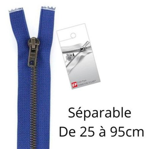 Fermeture eclair 50cm bleu bugatti séparable pour blouson de la marque eclair-prestil z19
