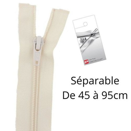 Fermeture eclair blanc cassé séparable spirale 65cm z52