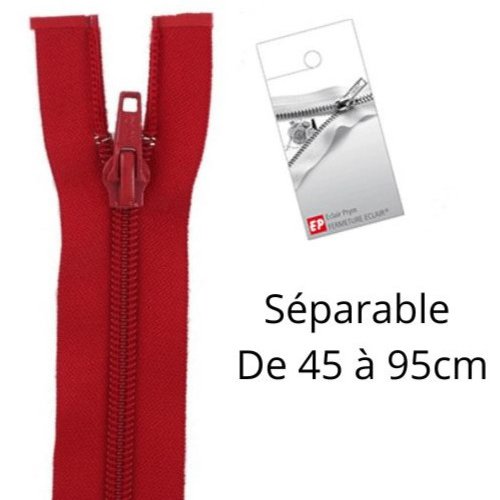 Fermeture eclair rouge séparable spirale 80cm z52