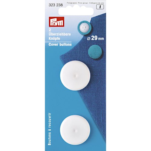 2 boutons à recouvrir blanc 29 mm - prym 323238