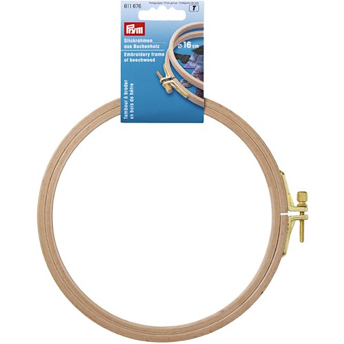 Tambour à broder en bois de hêtre 16cm avec vis de serrage en laiton prym 611676