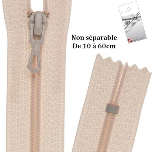 Fermeture eclair blanc cassée 30cm non séparable z51 pour pantalon et jupe