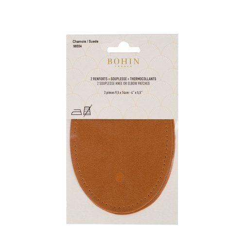 Renforts coudes et genoux  - thermocollants - imitation daim - 9,5 x 14 cm chamois bohin 98554