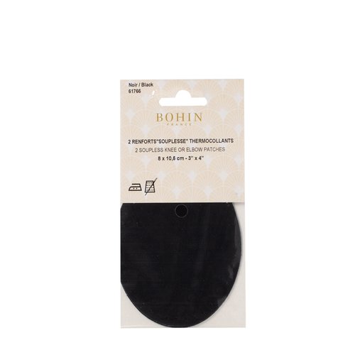 Renforts coudes et genoux noir imitation daim thermocollants 8 cm x 10.5 cm bohin 61766