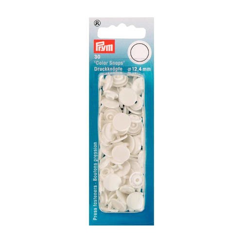 30 boutons pression prym rond blanc color snaps 393 103 