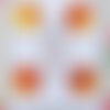 Carte de 4  boutons oranges en nacre, diamètre 15 mm
