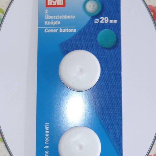 2 boutons à recouvrir blanc 29 mm - prym 323 238 