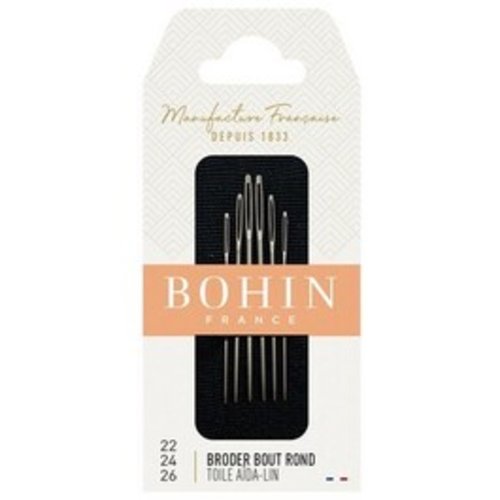 Aiguilles broderie point de croix bout rond 22/24/26 bohin 00880