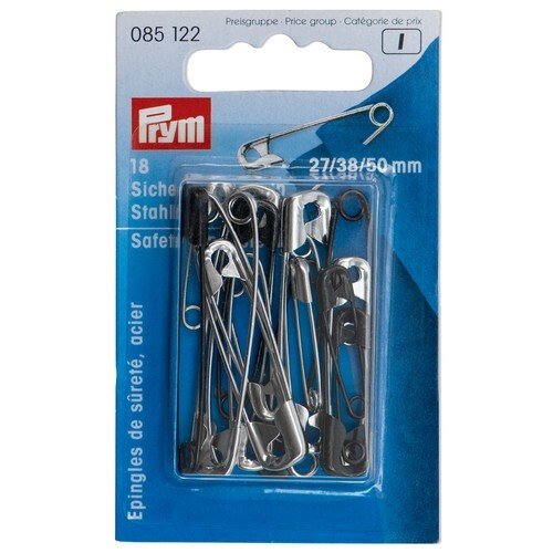 Épingles de sûreté, 27/38/50mm argentées ou noires, 18 pièces prym 085122