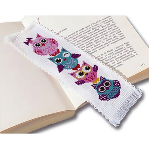 Kit de marque-pages à broder princesse chouettes