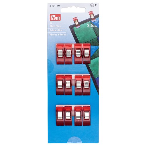12 pinces à tissus rouge 2.6cm prym 610170