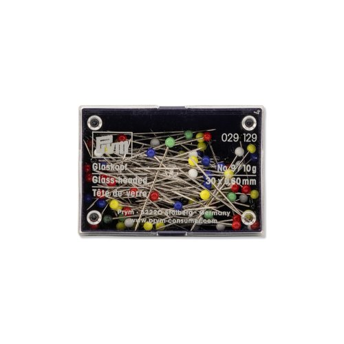 Épingles tête de verre, 0,60 x 30mm, multicolore, 10g prym 029129