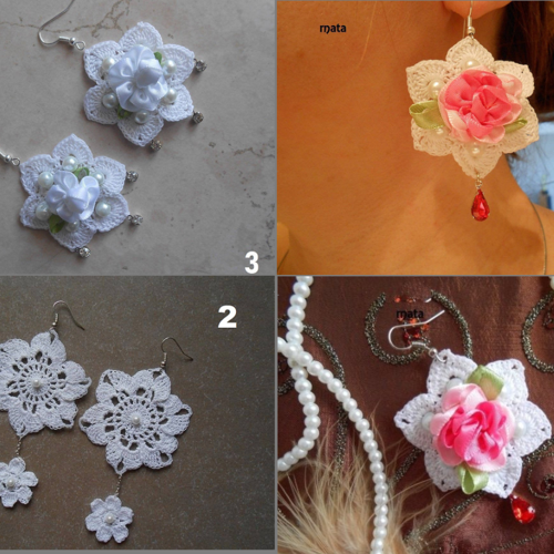 Boucles d'oreilles fleur blanche au crochet