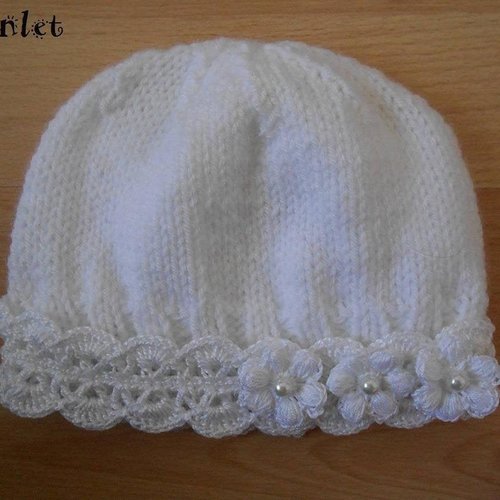 Bonnet Bebe Laine Bapteme Bonnet Naissance Bebe Fille Fleur Crochet Un Grand Marche