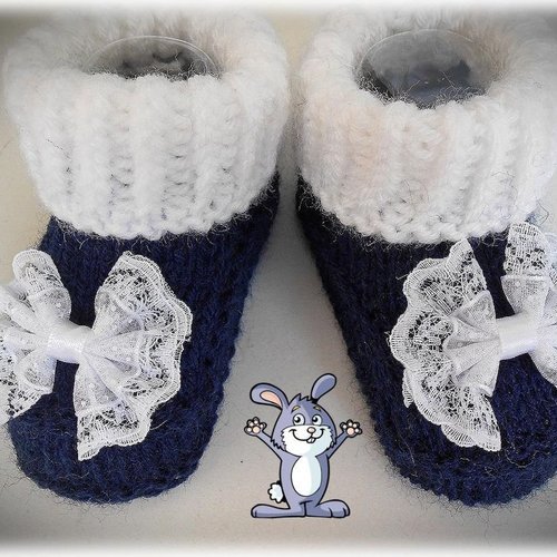 Chaussons bébé laine,chaussons naissance,cadeau bebe fille