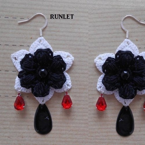 Boucles d'oreilles fleur au crochet