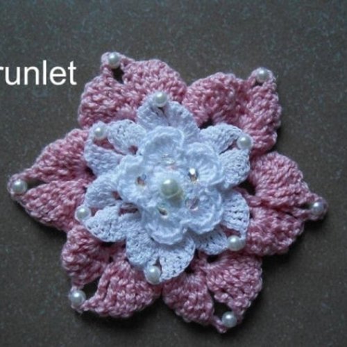 Fleur au crochet,piece a coudre coton,application,grosse fleur crochet,decoration