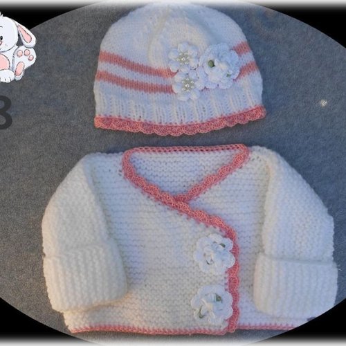 Ensemble naissance bebe laine, brassière chaussons bonnet knitted,ensemble layette