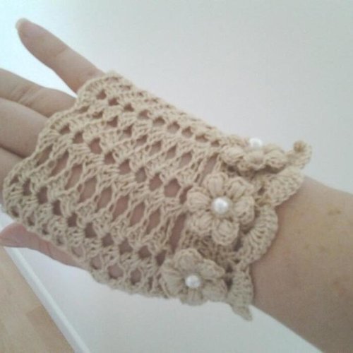 Mitaine femme en dentelle au crochet,accessoires au crochet