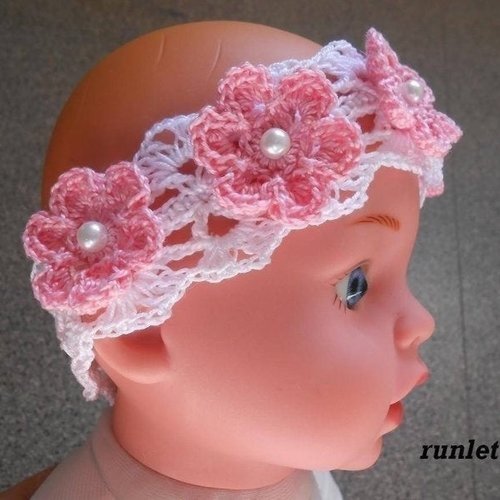 Bandeau cheveux bebe au crochet.
