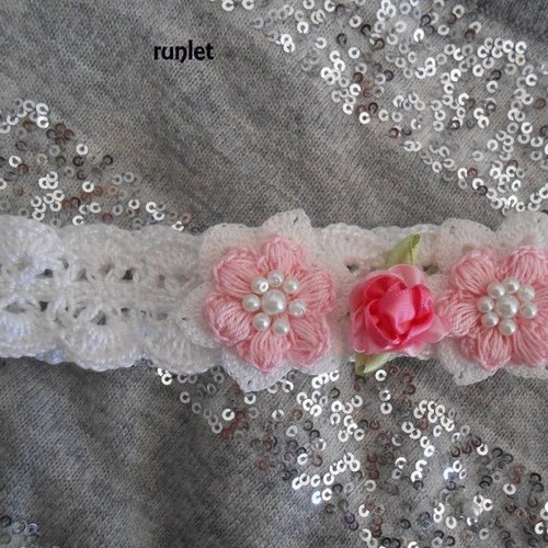 Bandeau bébé baptème au crochet, bandeau blanc bébé