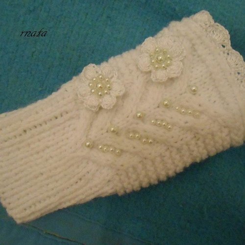 Mitaines  laine brodées crochet,cadeau femme noel,mitaines femme au trico,