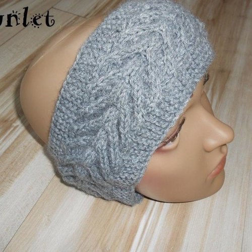 Bandeau en laine,bandeau torsadé  femme, cache oreille femme laine