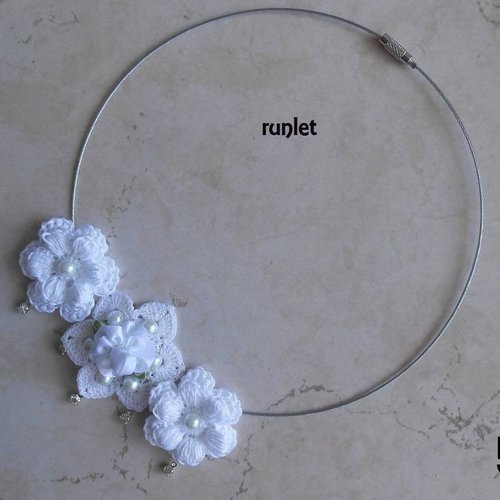 Parures bijoux fleurs au crochet,cadeau femme,collier fleur,boucles d'oreille rose