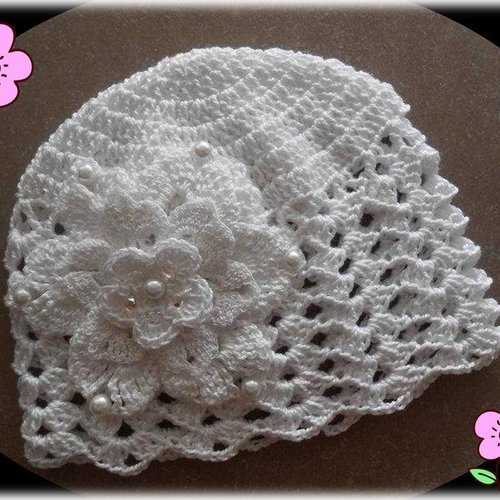 Bonnet bébé fille naissance ,bonnet dentelle crochet,baptêmes