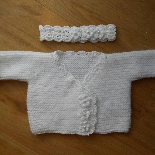 Ensemble naissance bebe laine, brassière chaussons bonnet knitted,ensemble layette