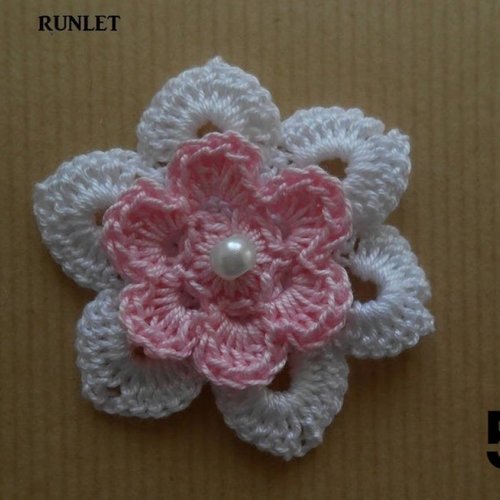 Fleur blanc au crochet a coudre en coton, application fleur colorées