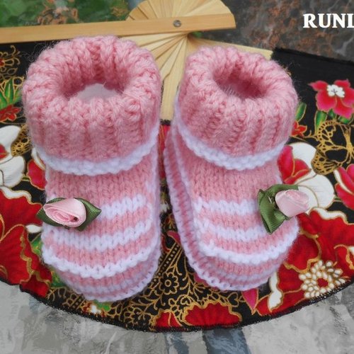 Chaussons naissance tricotés main