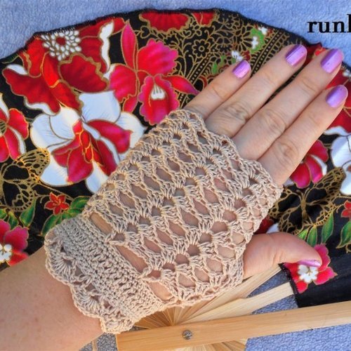 Mitaines dentelle au crochet talle petit