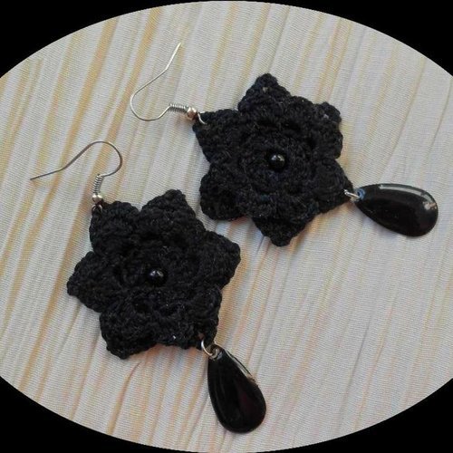 Boucles d'oreilles fleur  au crochet femme,boucles d'oreille bohème