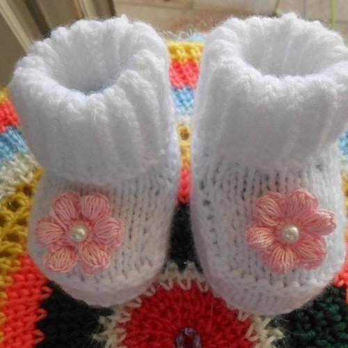 Chaussons bébé laine,cadeau naissance