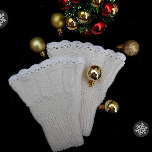 Manchettes mitaines femme laine, cadeau noel, manchettes dentelle au crochet fait main