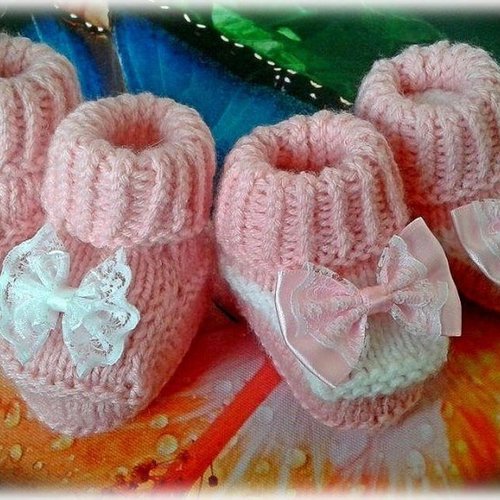 Chaussons bébé laine,chaussures bebe fille de naissance fait main