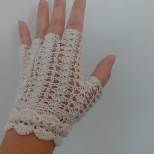 Mitaines femme en dentelle anti uv, mitaine dentelle ecru mariage