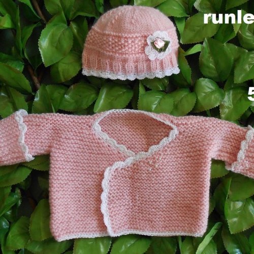 Brassière chaussons bonnet knitted,ensemble layette,ensemble naissance bebe laine
