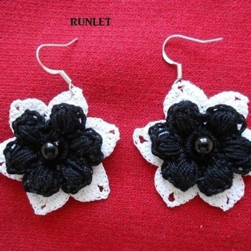 Boucles d'oreilles fleur  au crochet femme,boucles d'oreille bohème