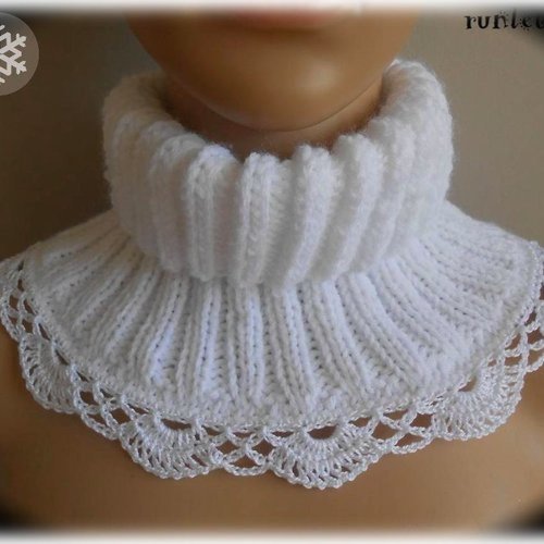 Col roulé crocheté en laine,echarpe tubulaire laine.
